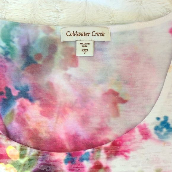 COLDWATER CREEK FLORAL TEE  XS - Picture 3 of 5
